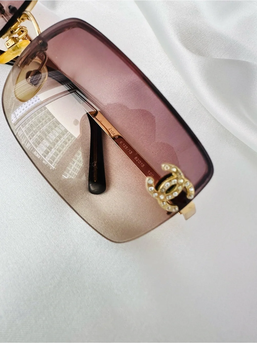 Chanel Vintage Burgundy Rimless Swarovski cc’s Sunglasses
